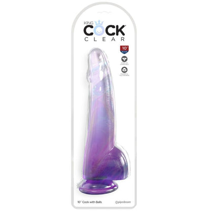 KING COCK - GODE TRANSPARENT À TESTICULES 19 CM VIOLET