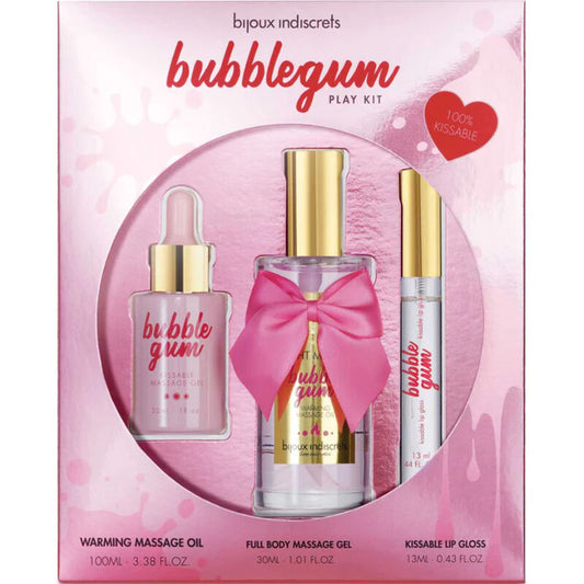 BIJOUX - KIT INDISCRETS BUBBLEGUM PLAY AVEC HUILE GEL ET GLOSS À LÈVRES