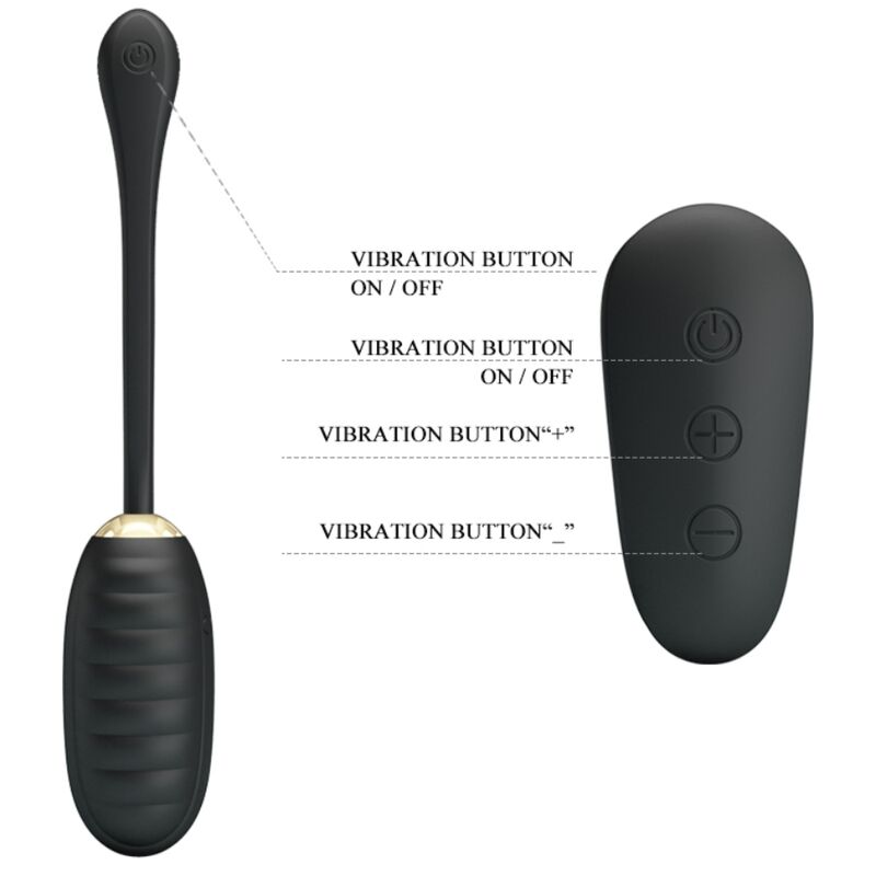PRETTY LOVE - ŒUF VIBRANT RECHARGEABLE NOIR TÉLÉCOMMANDE DOREEN LUXURY