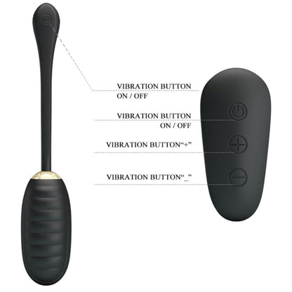 PRETTY LOVE - ŒUF VIBRANT RECHARGEABLE NOIR TÉLÉCOMMANDE DOREEN LUXURY