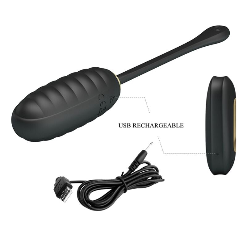 PRETTY LOVE - ŒUF VIBRANT RECHARGEABLE NOIR TÉLÉCOMMANDE DOREEN LUXURY