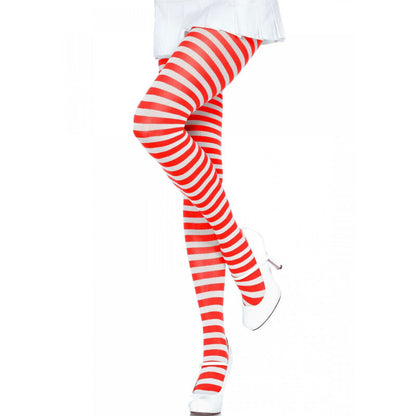 LEG AVENUE - COLLANTS À RAYURES BLANC/ROUGE
