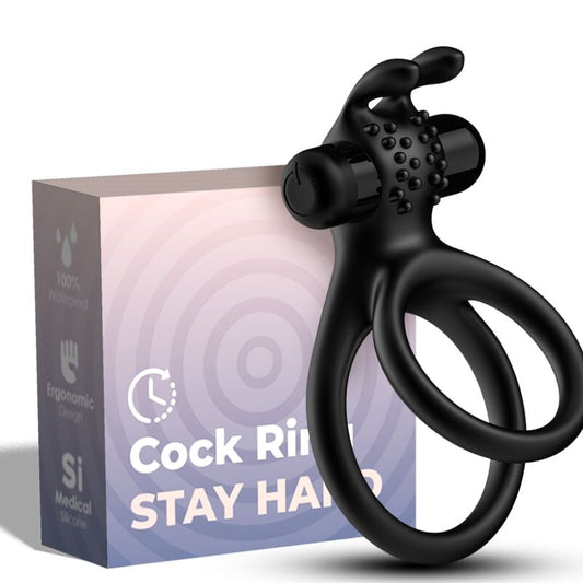 ARMONY - DOUBLE VIBRATEUR ANNEAU TRAVELLER POUR COUPLE LAPIN NOIR
