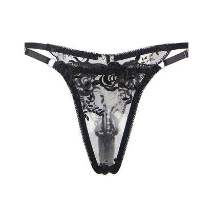 SUBBLIME - ENSEMBLE 3 PIÈCES SOUTIEN-GORGE + TONG + Jarretière IMPRIMÉ FLEURI NOIR S/M