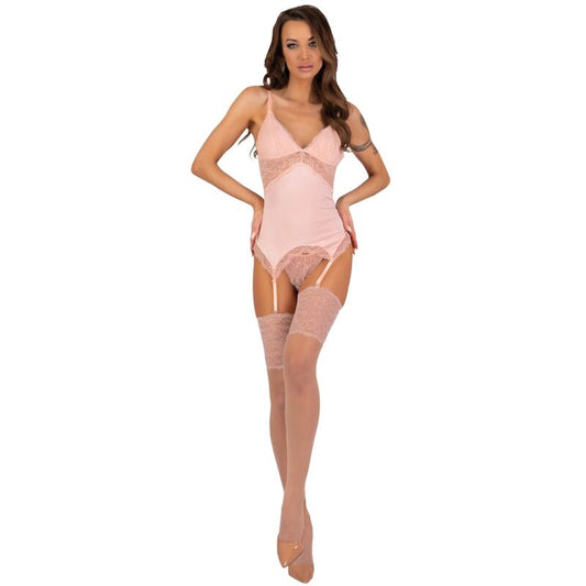 LIVCO CORSETTI FASHION - ENSEMBLE CORSET PERSINNE PÊCHE + SLIPS + CHAUSSETTES