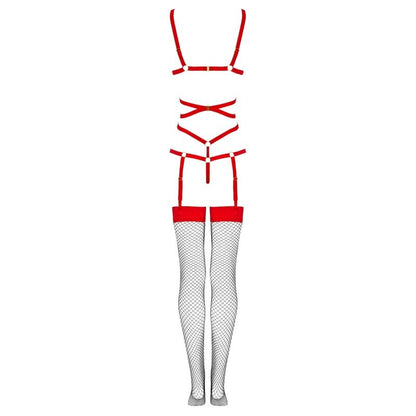 LIVCO CORSETTI FASHION - THIARA LC 20213 ENSEMBLE CORPS + CHAUSSETTES ROUGE S/M