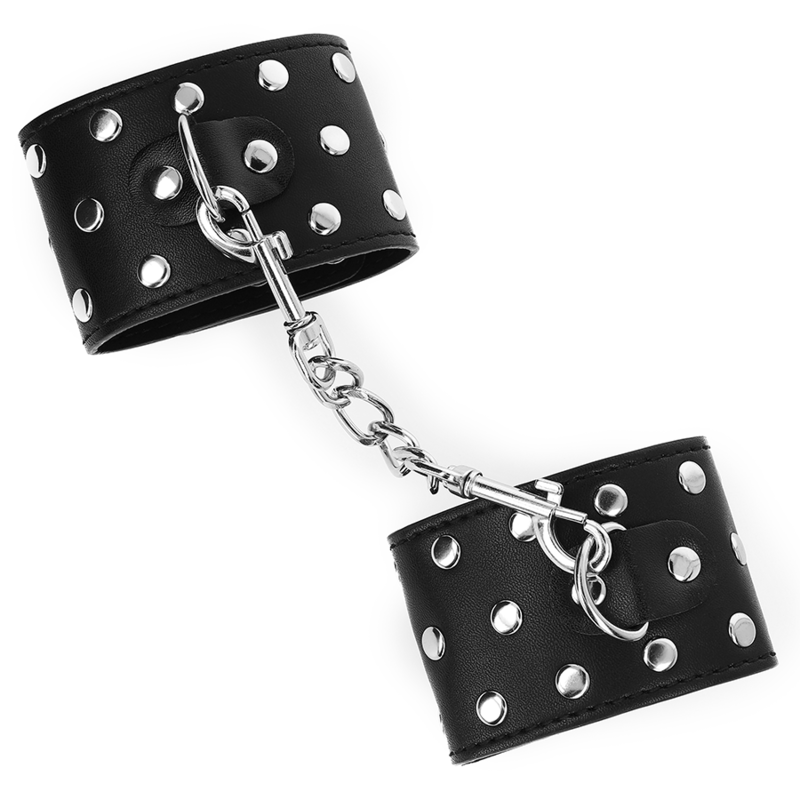 KINK - RÉSISTANCE AU POIGNET AVEC FERMETURE À PRESSION COMPLÈTE DE RIVETS NOIR RÉGLABLES 19-24 CM X 5,5 CM
