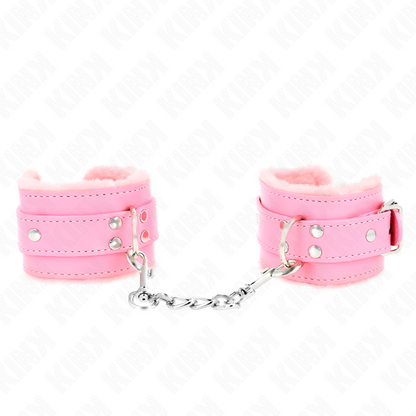 KINK - BRACELET REMBOURRÉ DE FOURRURE ROSE AVEC CEINTURE ROSE RÉGLABLE 17-29 CM X 6 CM