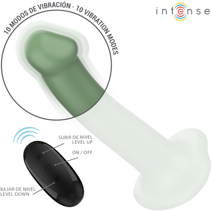 INTENSE - BECCA VIBRADOR CON VENTOSA 10 VIBRACIONES VERDE CONTROL REMOTO