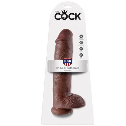 KING COCK - 11 GODES MARRONS AVEC BOULES 28 CM