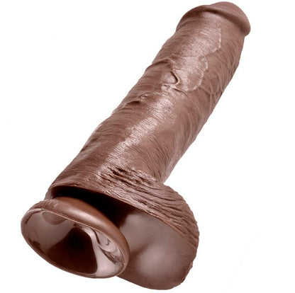 KING COCK - 11 GODES MARRONS AVEC BOULES 28 CM
