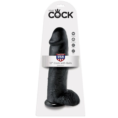KING COCK - 12 GODES NOIR AVEC BOULES 30,48 CM