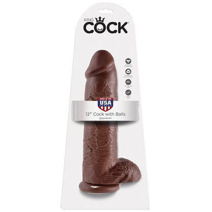 KING COCK - 12 GODES MARRONS AVEC BOULES 30,48 CM