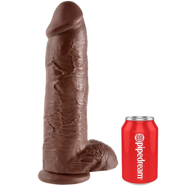 KING COCK - 12 GODES MARRONS AVEC BOULES 30,48 CM