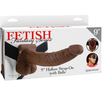 SÉRIE FETISH FANTASY - SÉRIE 9 Sangle creuse avec boules 22,9 cm marron