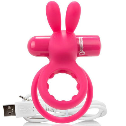 SCREAMING O - BAGUE DOUBLE RECHARGEABLE LAPIN ROSE LIEVRE