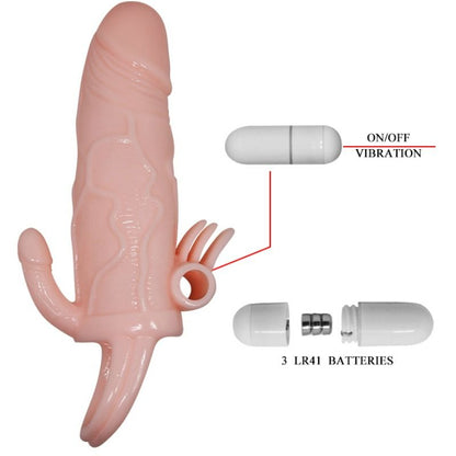 BAILE - COUVERCLE DE PÉNIS BRAVE MAN AVEC CLITO ET CHAIR POUR STIMULATION ANAL 16,5 CM