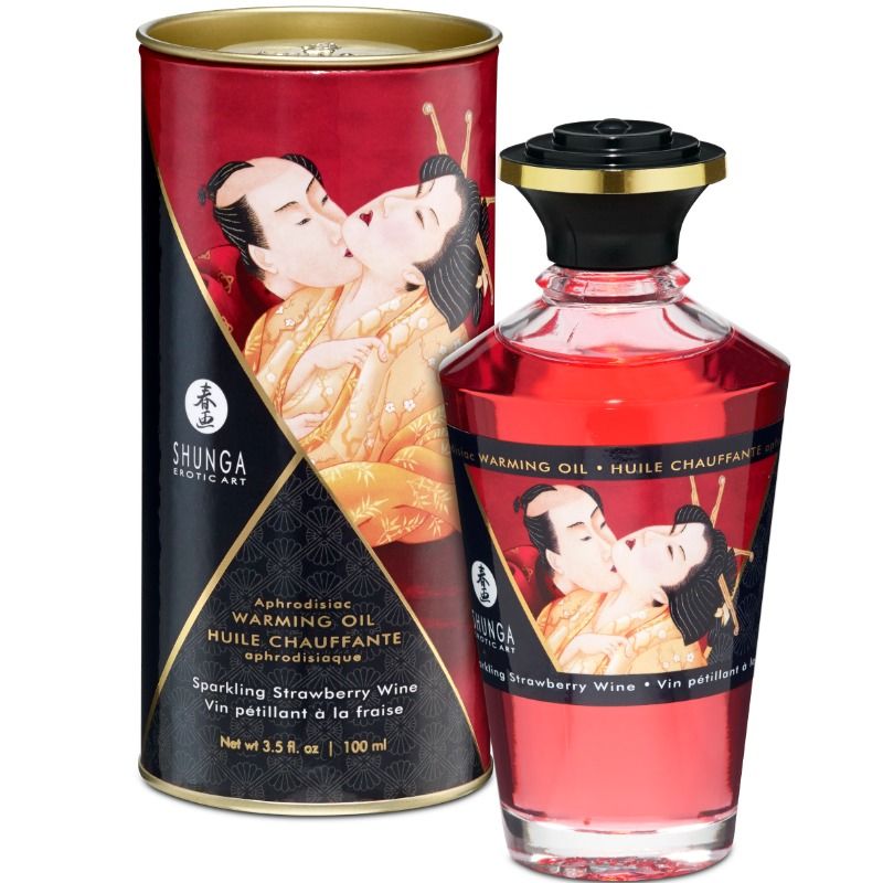 SHUNGA - HUILE DE MASSAGE EFFET THERMIQUE FRAISES ET CAVA 100 ML