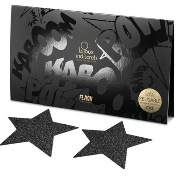 BIJOUX - BOUCHONS POUR TAMELONS INDISCRETS BLACK STAR FLASH