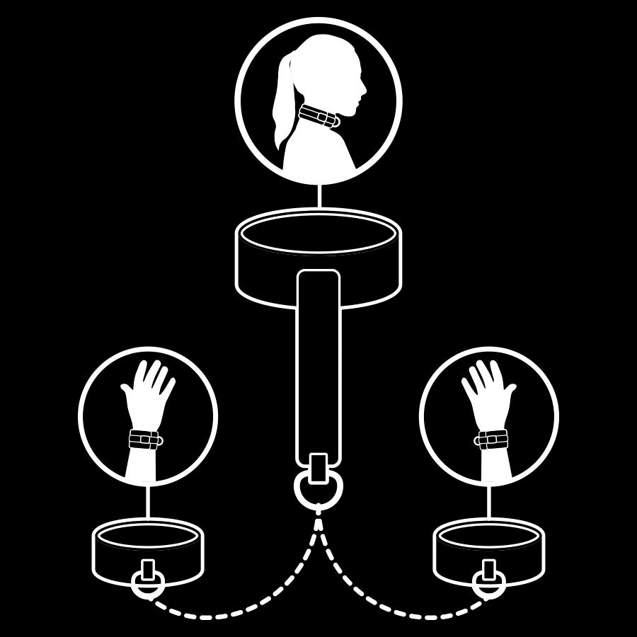 FETISH SOUMISSIVE - COLLIER ET MENOTTES EN CUIR VÉGAN AVEC DOUBLURE EN NOPRÈNE
