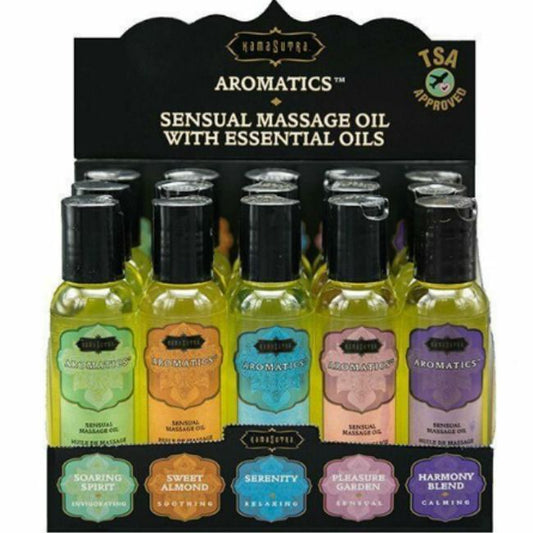 KAMASUTRA - SET 15 HUILES DE MASSAGE + PRÉSENTOIR