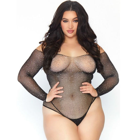 LEG AVENUE - BODYSTOCKING EN MAILLE CRISTALLISE LEG AVENUE - 1X-2X