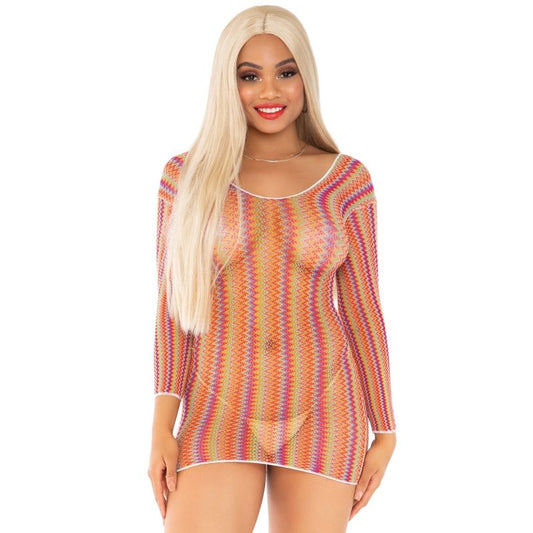 LEG AVENUE - MINIROBE ZIGZAG MULTICOLORE, TAILLE UNIQUE
