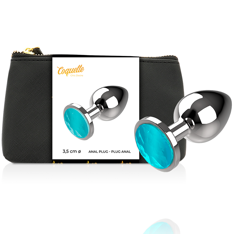 COQUETTE TOYS - PLUG ANAL EN MÉTAL COULEUR BLEU MESURE M 3,5 X 8 CM